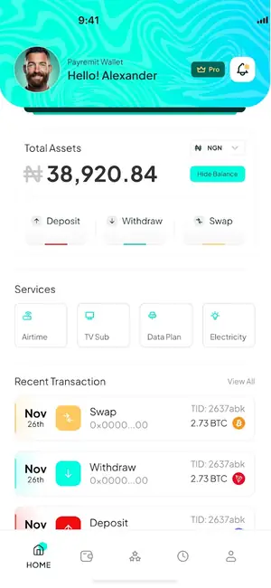 PayRemit wallet and checkout screen