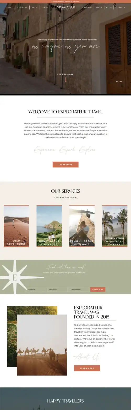 Explorateur Travel website preview
