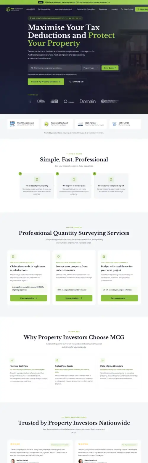 MCG Quantity Surveyors business site